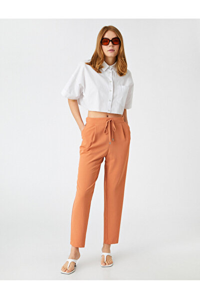 Koton Tie Waist Pocket Pleated Trousers