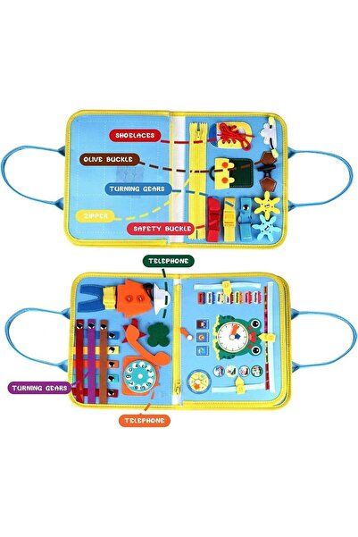 robokids Montessori Keçe Eğitim Çantası Busy Board- Mavi 4 Sayfa