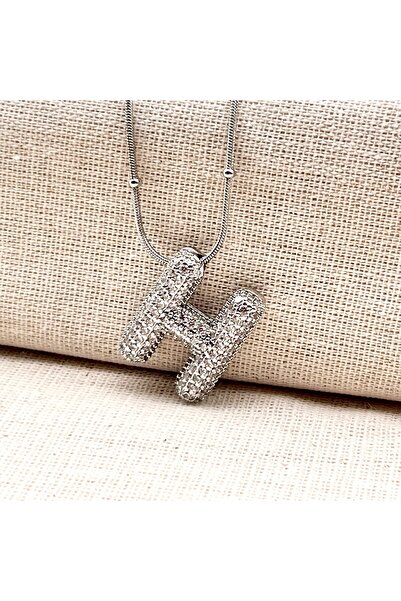 Siya Silver Non-Tarnish Steel Zircon Stone Balloon Necklace-Silver Color