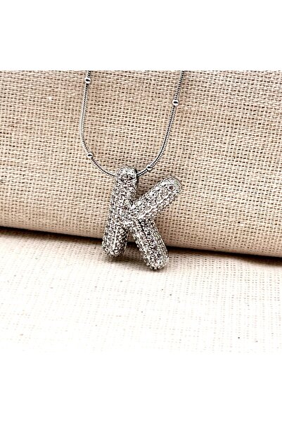 Siya Silver Non-Tarnish Steel Zircon Stone Balloon Necklace-Silver Color