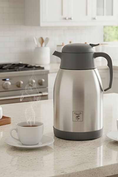 FELLER 1.5 Liter Stainless Double-Walled Steel Thermos Tea Flask for Home, Of...