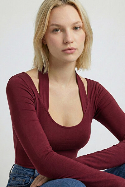 Şiir Zahle Women's Slim Fit Lux Touch Pool Collar Tie-Up Long Sleeve Top & Bl...