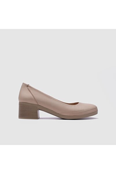 TOGO Bej Hakiki Deri Kadın Topuklu Ayakkabı [060271]