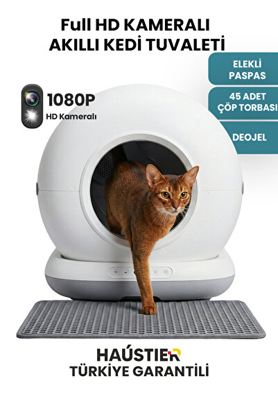 Haustier CB002 KAMERALI Akıllı Otomatik Kedi Tuvaleti, APP ile Kontrol, TÜRKİ...