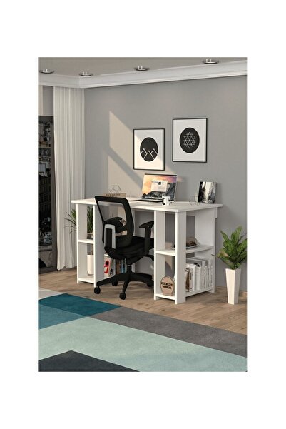 Moonlife Mobilya Hipo Kitaplıklı Çalışma Masası Beyaz