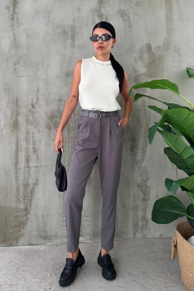 Angel Mia بنطلون رمادي كاجوال بحزام