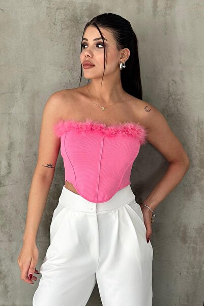 Angel Mia Ροζ Πλεκτό Μπλουζάκι - Λεπτομέρεια με φτερά