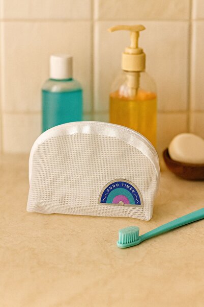 Ecrou Mesh Makeup Bag White