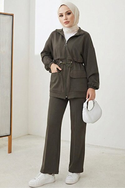 Bestenur Double Suit with Flap Pocket 1652 - Khaki