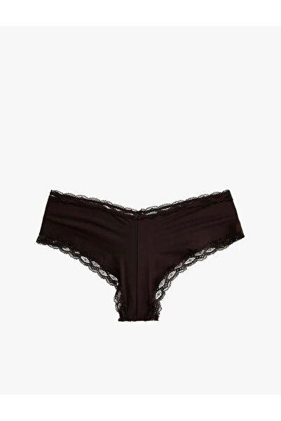 Koton Γυναικεία εσώρουχα Ψηλόμεσο δαντελωτό εσώρουχο Hipster σε καφέ χρώμα