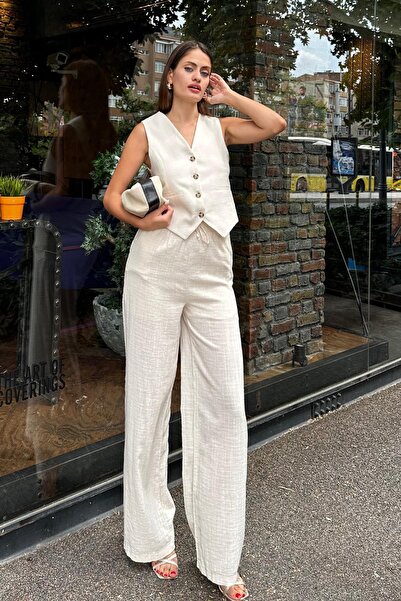 Angel Mia بنطلون كتان برباط طبيعي