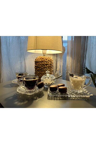 Bohemia Set of 2 cups with saucers, tray, milk jug, sugar bowl Madison, Cristal