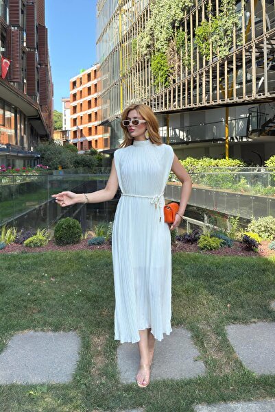 Angel Mia Piliseli Elbise Ekru