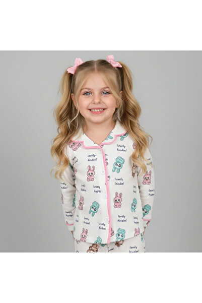 MİLAYS LİFE HOME COLLECTİON طقم بيجامة ملونة للأطفال البنات مطبوعة بتصميم لاب...