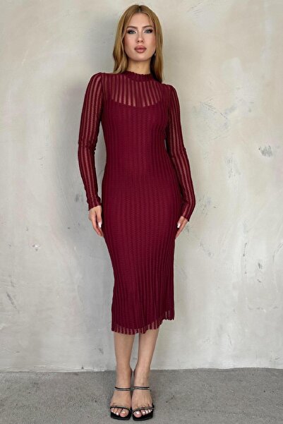 Angel Mia Rochie texturată din tul Burgu Bordeaux