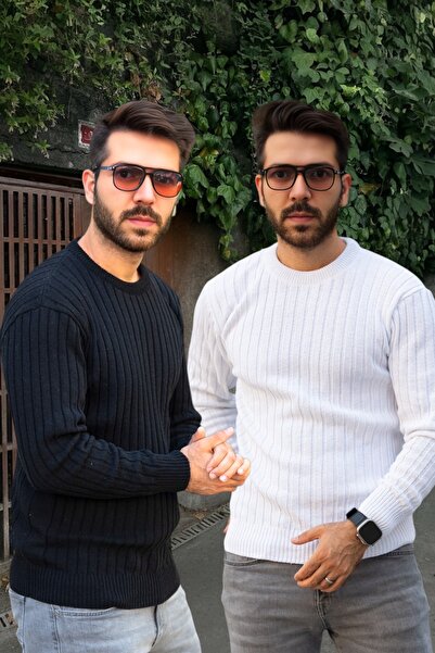 mayastyle Men's Knitwear Sweater 2-Pack (Black), (White)