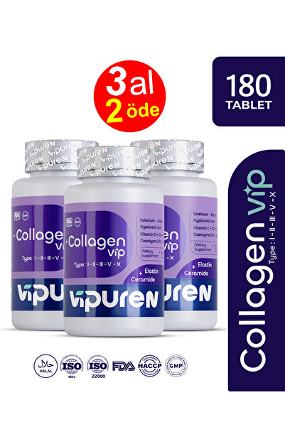 Vipuren Kolajen - Collagen Vip | %100 Saf 5 Tip Kolajen , Ceramide , Elastin ...