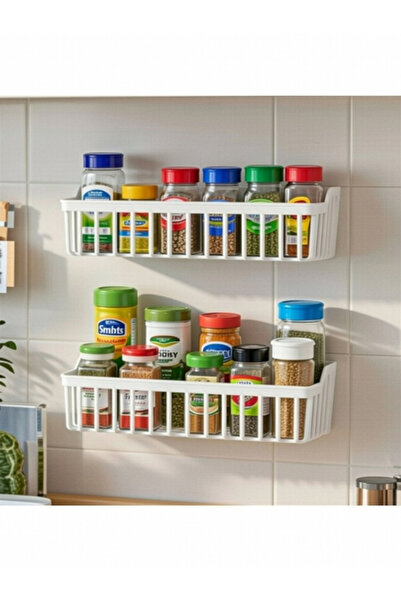 GenelTedarik رف لاصق من قطعتين لتنظيم الحمام والمطبخ، رفوف متعددة الأغراض