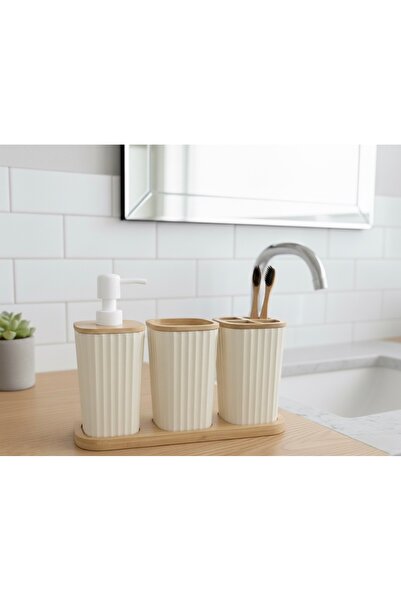 Okyanus Home مجموعة سافير بامبو من 3 قطع باللون الأبيض