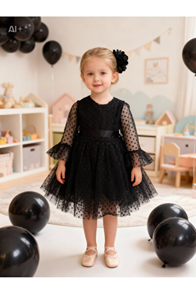 Lunas tekstil Φόρεμα από αφράτο τούλι με πόρπες και πουά