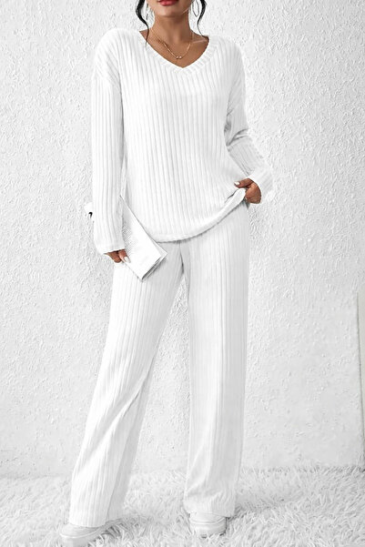 CLAYES Unisex White Report Interlock Fabric Tracksuit Set – Άνετο για το σπίτ...