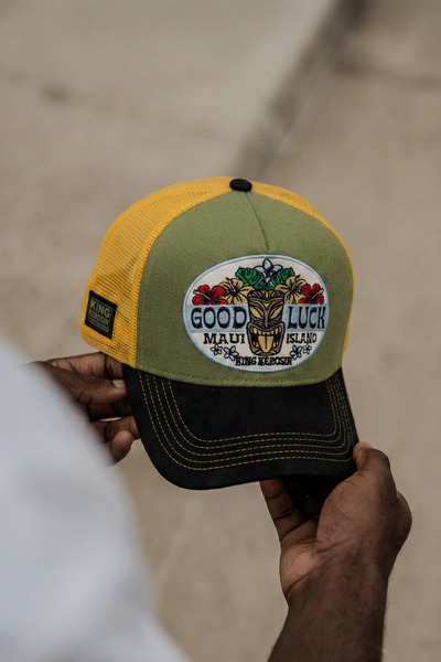 King Kerosin Fileli Kamyoncu Şapkası - Good Luck Nakışlı Yazlık Şapka