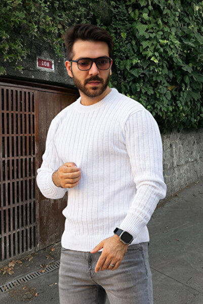 mayastyle Pánský pletený svetr (bílý)