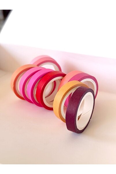 Padme studio 10’lu Dekoratif Kağıt Bant | Pembe Tonları (8mmx4m)