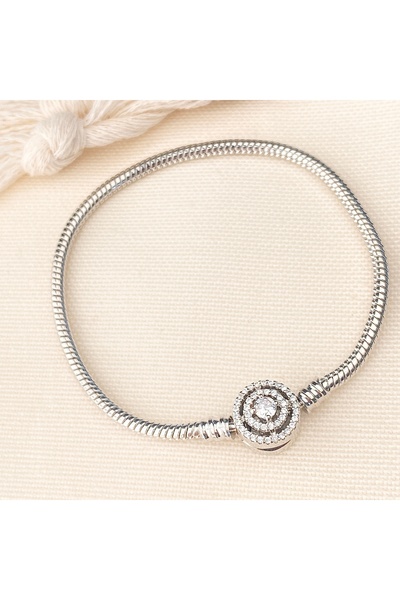 Kyver سوار ساحر من الزركون سوليتير موديل سوار نسائي فضي 18 سم