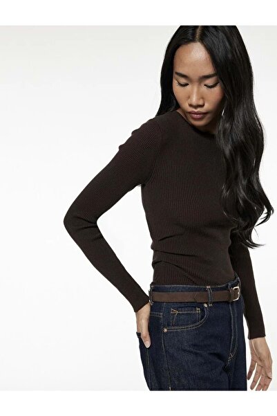 Koton Îmbrăcăminte pentru femei, cu mânecă lungă, guler rotund, basic Tricota...