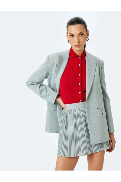 Koton Fustă mini plisată subțire cu talie standard 5SAK70075PW GRI