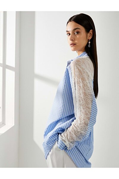 Koton Сорочка з мереживною обробкою, довгими рукавами, ґудзиками на манжетах ...