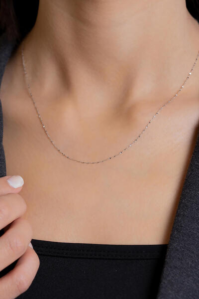 Bayar Gold 14 Ayar Altın Beyaz İnce Aynalı Zincir Kolye