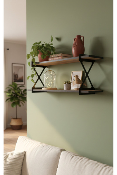 Serçedesign 2'li Dekoratif Duvar Rafı – Modern Tasarım, Kolay Montaj, 90x20 C...