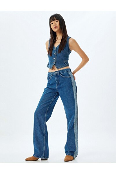 Koton Mittelgroße Damen-Jeanshose in Indigo – 5WAL40194MD