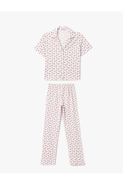 Koton Σετ πιτζάμες με γιακά πουκάμισου από βαμβάκι Dog Graphic με τύπωμα 5SLK...