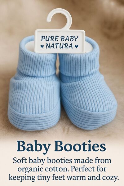 PURE BABY NATURA 0-6 Months Ribbed Flexible Unisex Booties