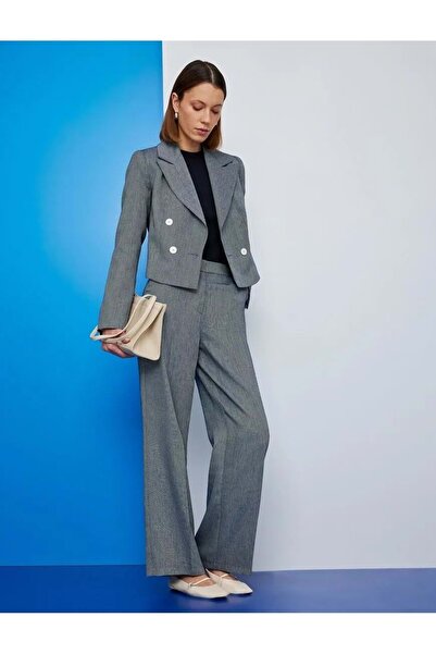 Koton Dvouřadé sako s klopami, zkrácený střih 5SAK50017UW, tmavě modrá