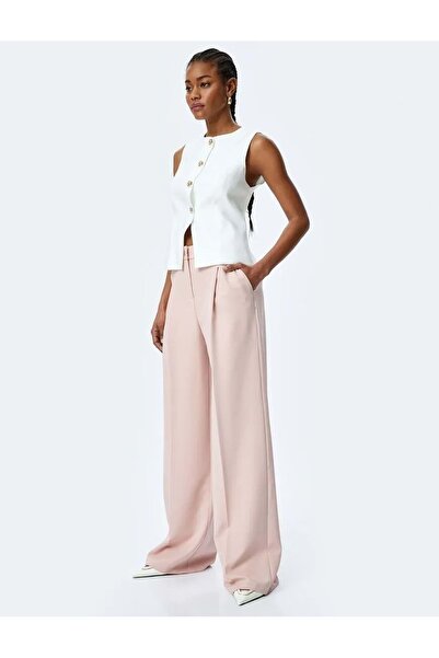 Koton Kalhoty Palazzo s vysokým pasem s kapsami a detailem záhybů