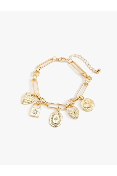 Koton Kadın Aksesuar Kalp Detaylı Sallantılı Zincir Bileklik