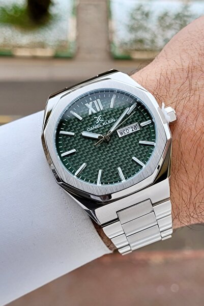Daniel Klein Dial Green Cord Silver Color 43 mm Men Wrist Watch