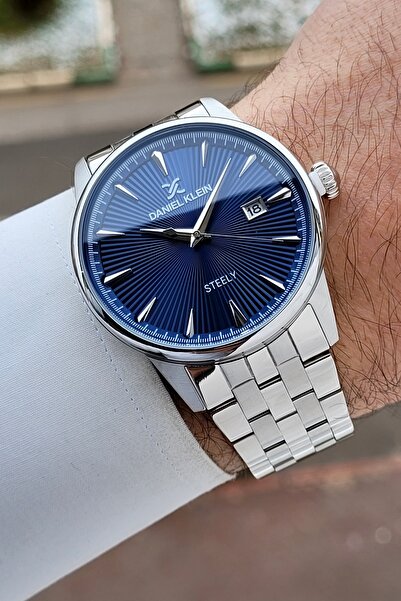 Daniel Klein Silver Navy Blue Gift Packaged Stainless Full Steel Case Men's W...