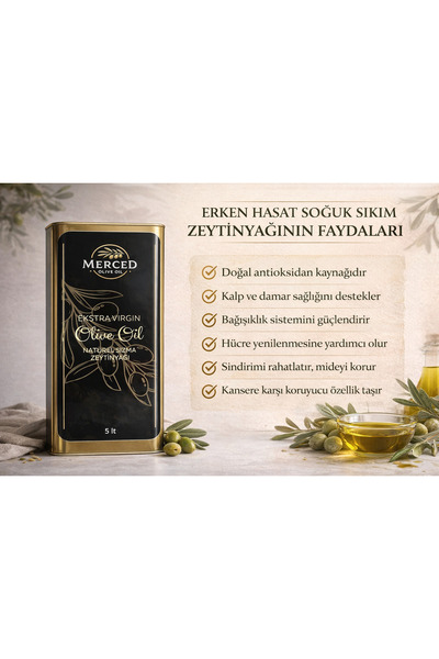 mercedoliveoil Erken Hasat Soğuk Sıkım Zeytinyağı 1 Adet (5LT)