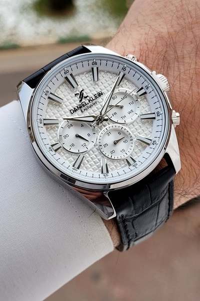 Daniel Klein 43 mm Functional Men's Wristwatch with Case Gray Cord Black Colo...