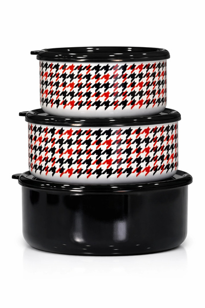 PR HOME Forte Black Enamel - Triple Storage Set