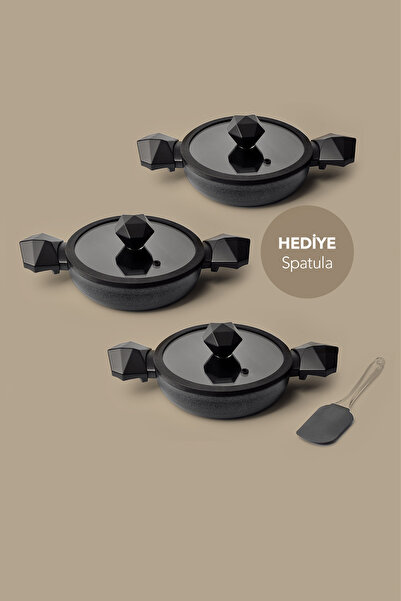 Gigilli Gal 6 Parça Diamond Sahan Seti Siyah (Silikon Spatula Hediyeli)
