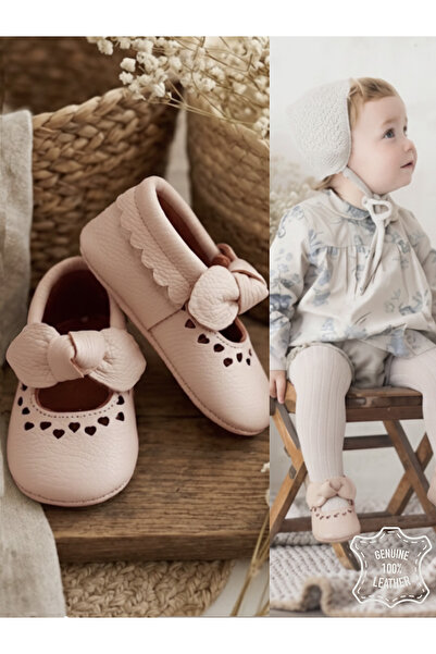 Denokids Pantofi pentru fetiță din piele naturală, roz, cu talpă moale, mărim...