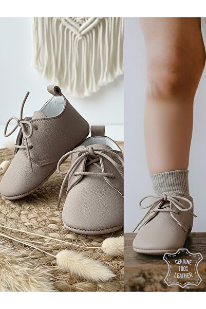 Denokids Παπούτσια για αγοράκι από γνήσιο δέρμα καφέ μαλακή σόλα, νούμερο 17-21