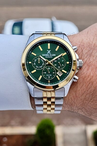 Daniel Klein Altın Metalik Yeşil Renk 42 mm 2 Yıl Garantili İç Göstergeleri A...
