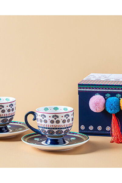 English Home Exotic Wild New Bone China Kahve Fincan Takımı 4 Parça 2 Kişilik Sarı